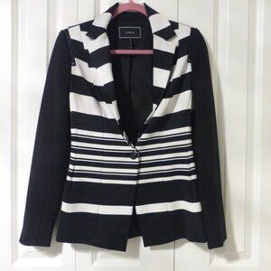LE CHATEAU Black & white stripes single button blazer with shoulder pads